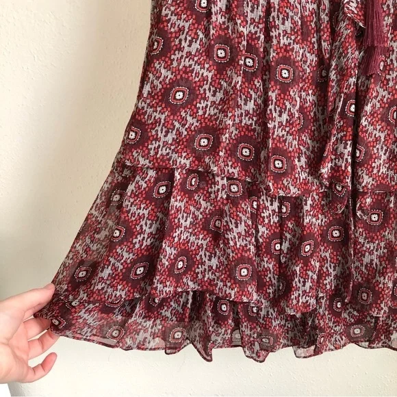 100% Silk Cinq á Sept Jasmine Floral Ruffle Fringe Dress - Picture 12 of 14